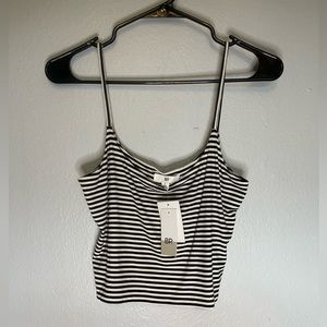 NWT Cropped Black and White Striped Spaghetti Strap Tank Top Flowy Fit